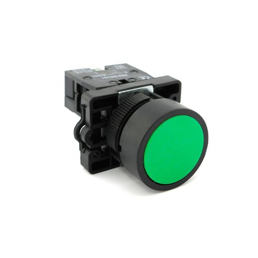 BOTON PULSADOR BORDE PLASTICO COLOR VERDE 22MM 1 NA